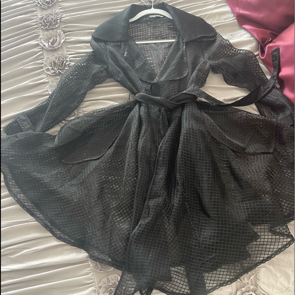 Black see through flared jacket